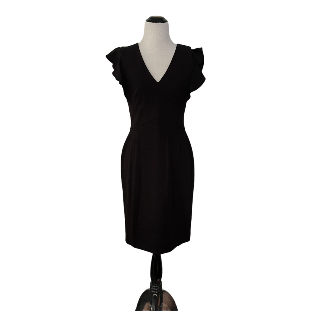 DKNY 4 Black Sheath Dress Ruffle Sleeve NWT